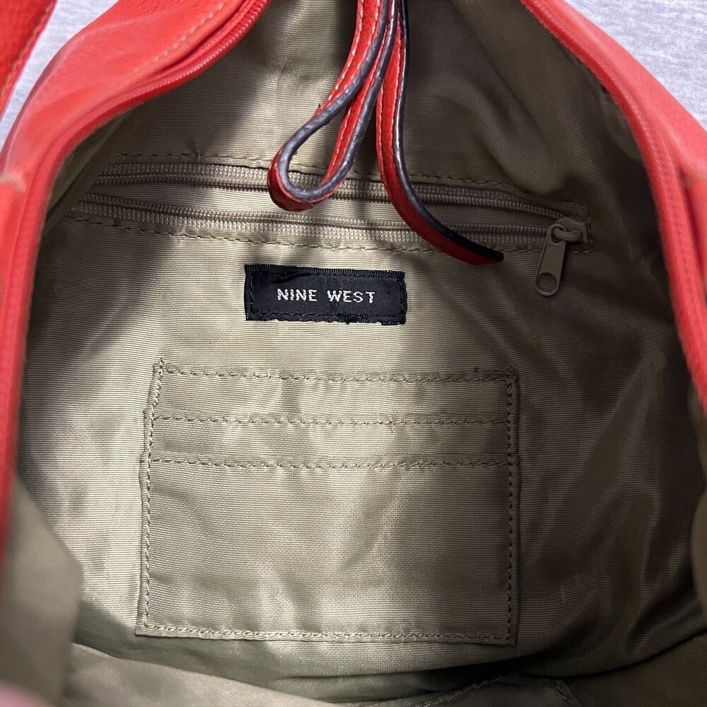 Vintage Nine West Backpack Bag PVC Vegan Faux Leather Orange 90's Pebbled - Picture 6 of 16